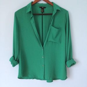 H&M Jade Green Button Down Blouse